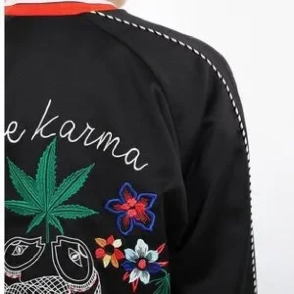 Sandro Paris Black Embroidered ‘Love Karma’ Bomber Jacket not - Picture 6 of 15